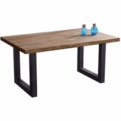Table à manger coloris chêne américain - pieds noir Longueur 160 x largeur 100 cm x Hauteur 75 cm
