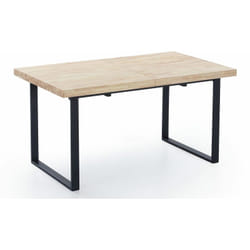 Table à manger rectangulaire extensible coloris chêne nordique / pieds noir, Longueur 140 - 180 x largeur 80 x Hauteur 76 cm Pegane
