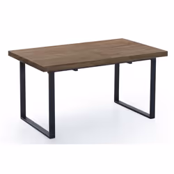 Table à manger rectangulaire extensible coloris chêne américain - pieds noir Longueur 140 - 180 x largeur 80 x Hauteur 76 cm