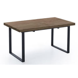 Table à manger rectangulaire extensible coloris chêne américain - pieds noir  Longueur 140 - 180 x largeur 80 x Hauteur 76 cm