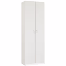 Armoire en panneaux de particules et mélamine haute densité coloris blanc avec 2 portes de 2 étagères réglables en hauteur. P ...