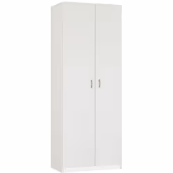 Armoire en panneaux de particules et mélamine haute densité coloris blanc avec 2 portes de 2 étagères réglables en hauteur. P ...
