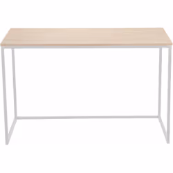 Table de bureau avec plateau fini coloris chêne nordique. Les pieds sont en métal blanc. Facile à nettoyer. Dimensions : Long ...