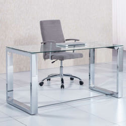 Table de bureau coloris chromé - Longueur 140 x largeur 70 cm Pegane