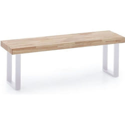 Banc dassise coloris chêne nordique - pieds blanc -  Largeur 120 x Profondeur 34 cm x Hauteur 47 cm
