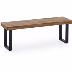 Banc d'assise avec plateau d'épaisseur 54 mm en bois couleur chêne américain. Pieds métalliques couleur noire. Dimensions: La ...