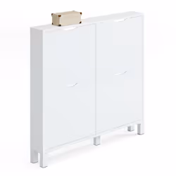 Description générale Commode meuble à chaussures compacte, conçue en panneaux de particules et mélamine haute densité. Avec s ...