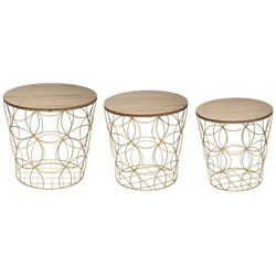 Pegane - Lot de 3 tables gigogne dorées