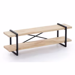 Meuble TV en bois coloris chêne nordique - noir - Longueur 150 x profondeur 36 x Hauteur 46 cm