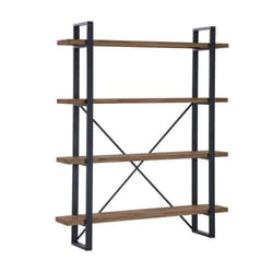 Bibliothèque avec 5 étagères coloris chêne américain - noir - Largeur 150 x Profondeur 35 x Hauteur 180 cm