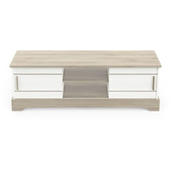 Pegane - Banc tv coloris chêne kronberg / blanc - longueur 150 x profondeur 45 x hauteur 50 cm