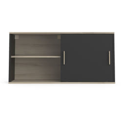 Meuble haut coloris chêne kronberg / noir - longueur 120 x profondeur 39 x hauteur 60 cm Pegane