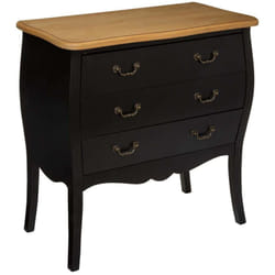 Commode 3 tiroirs coloris noir - Longueur 74 x Profondeur 37 x Hauteur 76 cm Pegane