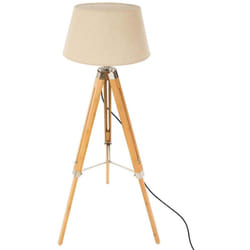 Pegane - Lampadaire trépied en bambou coloris ivoire - Longueur 65 x Profondeur 59 x Hauteur 145 cm