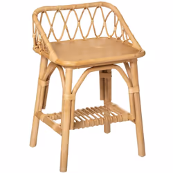 Cette table de chevet en rotin présente une tablette et une étagère inférieure. Dimensions : Longueur 37 x Profondeur 30 x Ha ...