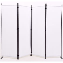 Pegane - Paravent en métal et tissu blanc de 4 pans - Hauteur 170 cm x Largeur 214 cm
