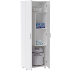 Armoire / placard de rangement de 2 portes à roulettes coloris blanc - longueur 72 x profondeur 35 x hauteur 183 cm Pegane