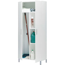 Armoire placard de rangement de 2 portes coloris blanc - Longueur 82 x profondeur 35 x hauteur 188 cm Pegane