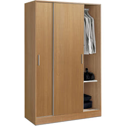Armoire / placard de rangement de 2 portes coulissantes coloris Merisier - longueur 122 x profondeur 56 x hauteur 200 cm Pegane