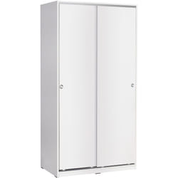 Armoire / placard de rangement de 2 portes coulissantes coloris Blanc - longueur 94 x profondeur 52 x hauteur 182 cm Pegane