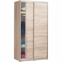 Armoire / placard de rangement de 2 portes coulissantes coloris Chêne Cambrian en panneaux de particules mélaminés. Produit d ...