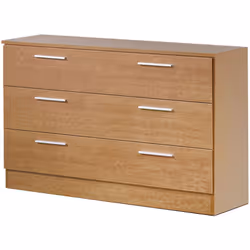 Commode / meuble de rangement de 3 tiroirs coloris Merisier en panneaux de particules mélaminés. Produit de fabrication Espag ...