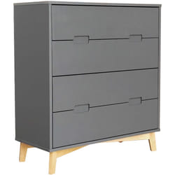 Commode / meuble de rangement de 4 tiroirs coloris Gris anthracite - longueur 80 x profondeur 35 x hauteur 89 cm Pegane