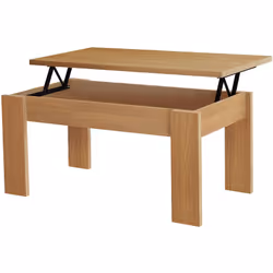 Table basse relevable coloris Merisier en panneaux de particules mélaminés avec une finition de qualité. Produit de fabricati ...