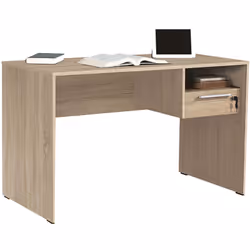 Bureau avec tiroir et 1 niche coloris Chêne Cambrian en panneaux de particules mélaminés. Produit de fabrication Espagnole. M ...