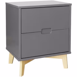 Table de chevet de 2 tiroirs coloris Gris anthracite, fabriquée en panneaux de particules mélaminés de haute qualité. Tiroirs ...