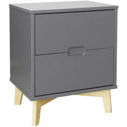 Table de chevet de 2 tiroirs coloris Gris anthracite - longueur 43 x profondeur 35 x hauteur 52 cm Pegane