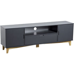 Pegane - Meuble tv coloris Gris anthracite - longueur 160 x profondeur 35 x hauteur 42 cm