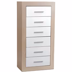 Chiffonnier équipé de 6 tiroirs coloris Chêne Cambrian / Blanc, fabriqué en panneaux de particules mélaminés de haute qualité ...