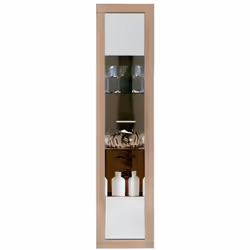 Vitrine équipée d'une porte imitation bois et verre coloris Chêne Cambrian / Blanc, fabriquée en panneaux de particules mélam ...