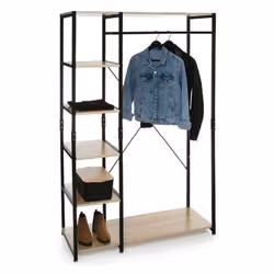 Penderie avec 5 étagères en bois et métal. Ce meuble séduit par son look moderne, ce qui rend votre pièce accueillante . Dime ...