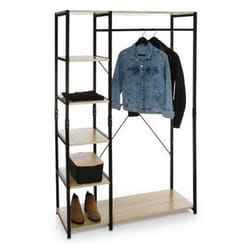 Penderie avec 5 étagères en bois et métal - Longueur 100 x Profondeur 40 x Hauteur 170 cm Pegane