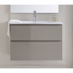 Meuble de salle de bain avec façade en MDF 19mm et verre peint. Structure en panneaux de particules laqués haute brillance. T ...
