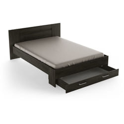 Lit adulte double 160x200 cm coloris chêne Wateford - Longueur 180 x Hauteur 80 x Profondeur 205 cm Pegane