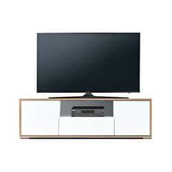 Meuble tv de 2 portes + 1 tiroir + 1 niche coloris Chêne Cambrian / Blanc - Longueur 143 x profondeur 35 x hauteur 44 cm Pegane