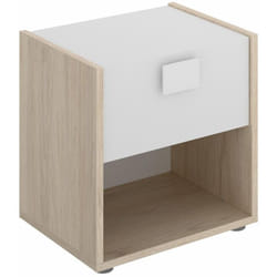 Table de chevet Table de nuit enfant coloris chêne/blanc - Longueur 40 x Hauteur 42 x Profondeur 33 cm -PEGANE-