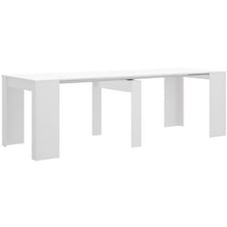 Table console extensible en chêne blanc brillant - Longueur 54-239 x Hauteur 77 x Profondeur 90 cm Pegane