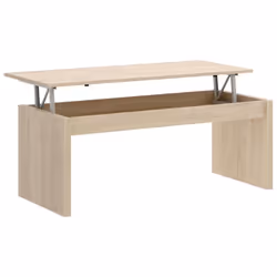 Table basse modulable en panneau de particule coloris naturel avec compartiment intérieur Dispose d'un compas relevable métal ...