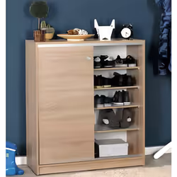Armoire à chaussures de 2 portes coulissantes coloris Chêne Cambrian, fabriquée en panneaux de particules mélaminés. Produit  ...