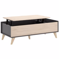 Table basse modulable avec espace porte-revues à l'extérieur et un compartiment fermé Fabriquée en panneaux de particules d'é ...