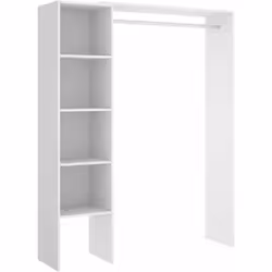Description générale Armoire dressing extensible en panneaux de particules de couleur blanche, idéale pour optimiser l'espace ...