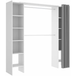 Armoire placard extensible coloris blanc - Longueur 110-180 x Hauteur 205 x Profondeur 50 cm Pegane