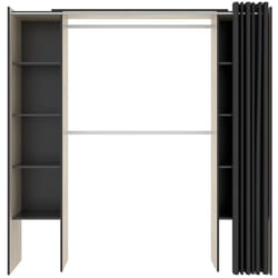 Armoire placard extensible coloris naturel/graphite - Longueur 110-180 x Hauteur 205 x Profondeur 50 cm Pegane