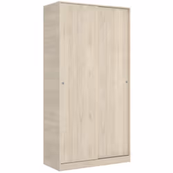 Armoire à 2 portes coulissantes en panneau de particule coloris naturel de 2 barres métalliques pour suspendre les vêtements ...
