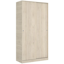 Armoire à portes coulissantes coloris naturel - Longueur 100 x Profondeur 50 x Hauteur 204 cm Pegane