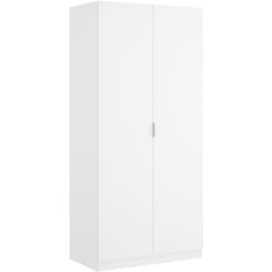 Armoire placard meuble de rangement coloris blanc - Longueur 81 x Hauteur 184 x Profondeur 52 cm Pegane